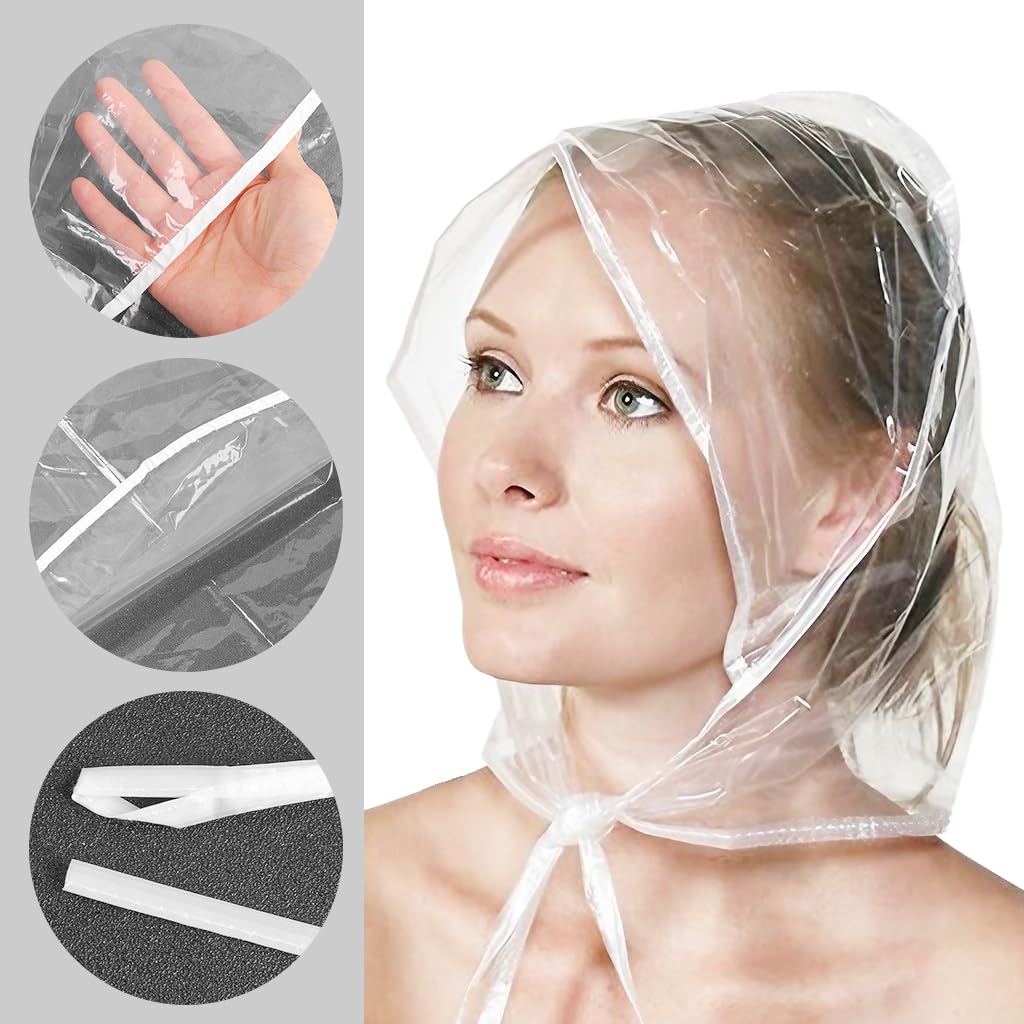 PALAY Women Rain Bonnet Set for Travel with Easy Tie-up Wide Brim and PE Waterproof Cover | 6pcs