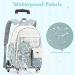 PALAY School Backpack for Girls with Wheels featuring 6‑Wheel Trolley & Retractable Handle