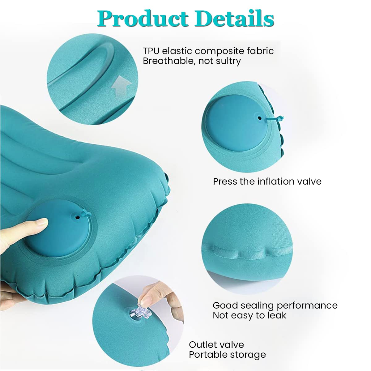 PALAY Inflatable Camping Pillow for Travel and Hiking with Built In Hand Pump | Soft Flocking Support