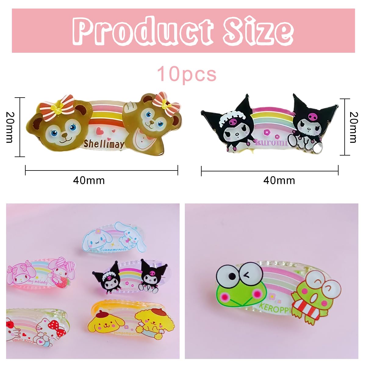 PALAY Hair Clips for Girls featuring 10 Sanrio Characters with Secure Hold | Cute Gift Set