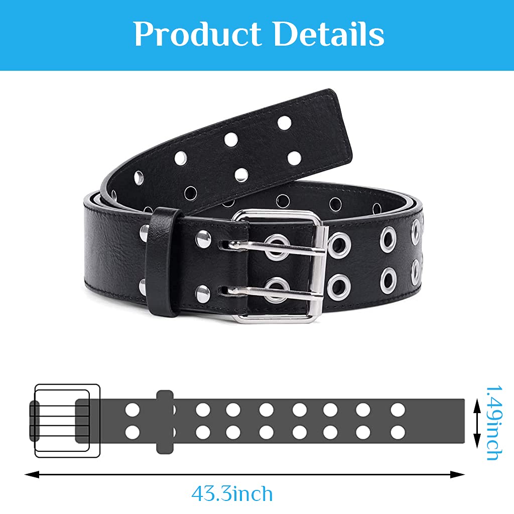 PALAY Belt for Women with 43.3 in PU Leather Strap and Double Layer 25.2 in Waist Chain | Gothic Punk Style Accessory
