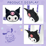 PALAY Kuromi Mini Purse for Girls with Adjustable Strap and Silicone Cartoon Design | Cute Small Crossbody Coin Bag for Kids