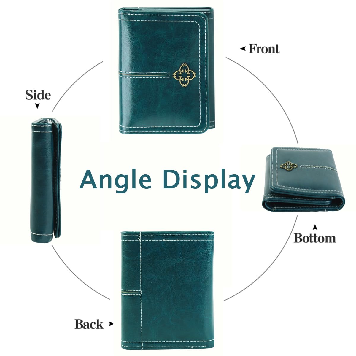 PALAY Small Wallet for Women with 8 Card Slots and RFID Blocking | Vintage Turquoise PU Leather Trifold Purse