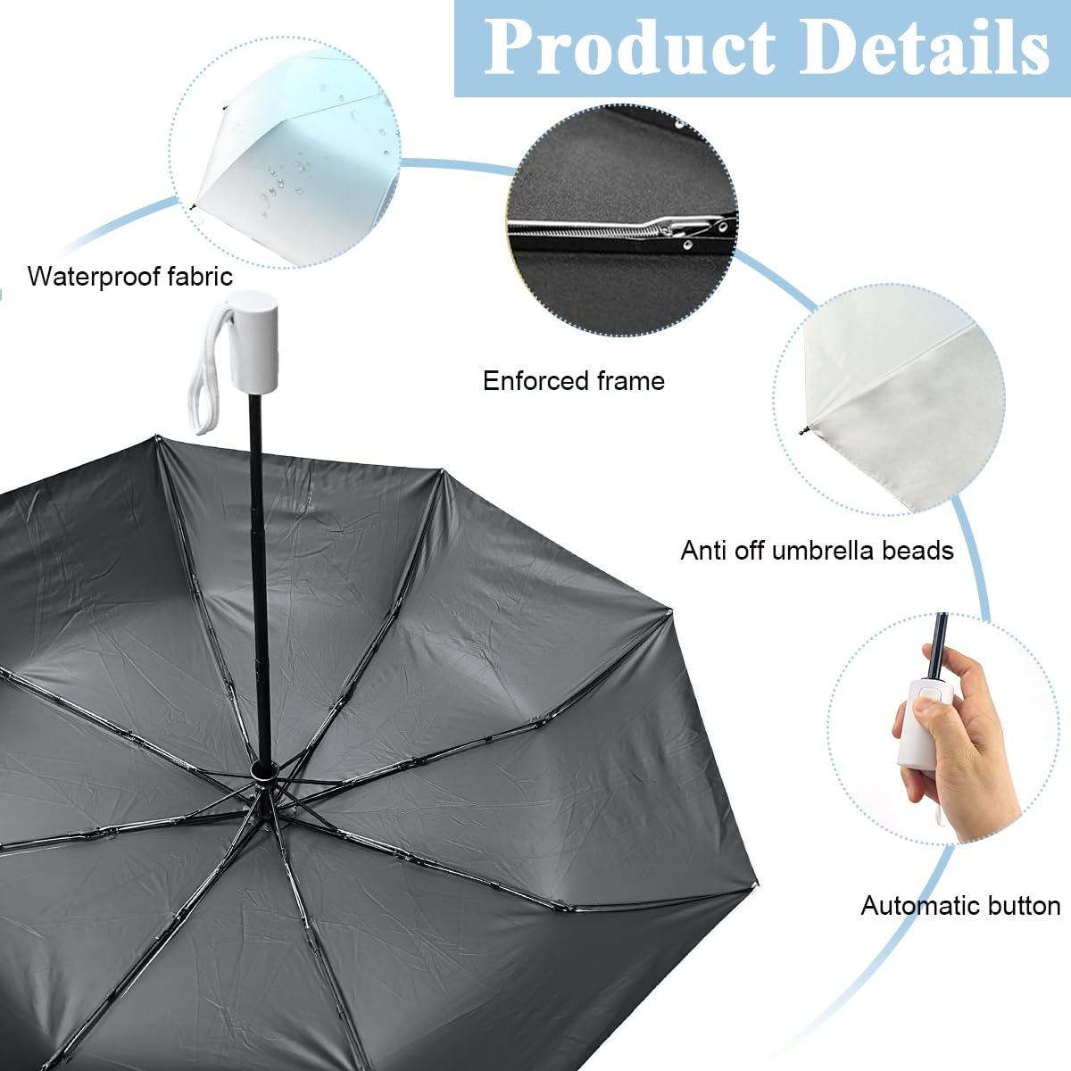 PALAY® Automatic Folding UV & Rain Umbrella for Women, UPF 50+ Sun Protection with 8 Strong Fiber Ribs, Gradient Stylish Design, Compact Phone Size, Auto Open/Close, Travel-Friendly