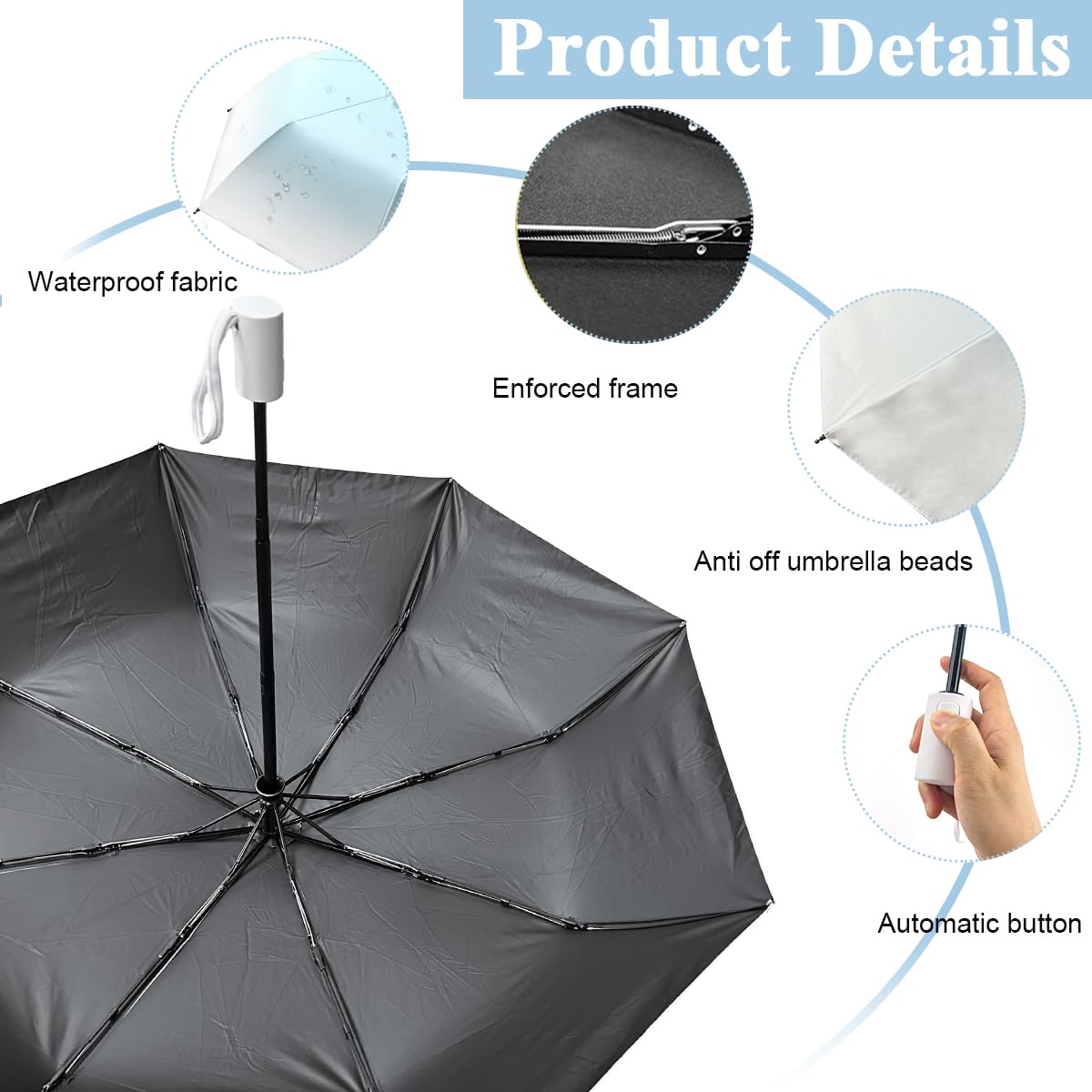 PALAY UV Umbrella for Sun and Rain with 8 Ribs Windproof Design and Gradient Purple Style