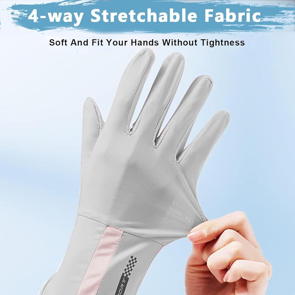 PALAY® Hand Gloves for Bike Riding UV Sun Protection for Women Non-Slip Touch Screen Design UPF 50 Plus Outdoor Fishing Grey 2PCS