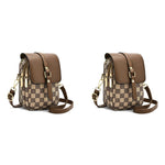 PALAY Sling Bag for Women with Multi Layered Phone Pocket Design Brown PU Leather | 5×2.75×7.8 in 2 PCS