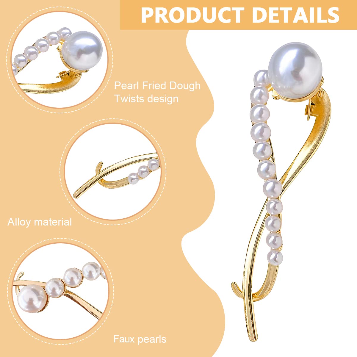 PALAY® Hair Clips for Women Stylish Latest Alloy Pearl Hair Accessories Banana Clip, French Style Hair Claw Clips Twist Hairstyle Bun Jaw Clip Giifs for Women Ladies