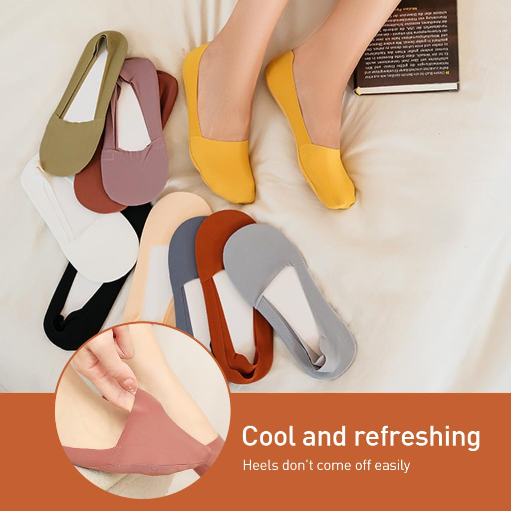 PALAY No Show Socks for Women 10 Pairs with Anti Slip Silicone Grip and Cotton Blend Comfort | Invisible Low Cut Liner for Everyday Wear