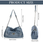 PALAY Vintage Hobo Bag for Women featuring Twist Lock Metal Closure and Soft Denim 33x12x21cm
