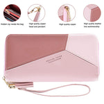 SANNIDHI® Women's Long Wallet Tassel PU Leather Multi- Slots Girls Zipper Coin Large Purse Wallet for Women(Pink)