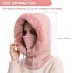 PALAY Winter Cap for Women featuring 35cm Hood Height with Fleece Lined Neck Scarf & Mask | Pink