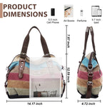 PALAY Canvas Tote Bag for Work and Travel with Removable Shoulder Belt 36x12x37 cm | Stripy Print