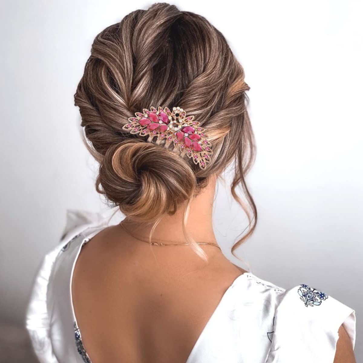 PALAY Hair Comb Clip for Women featuring 3.5×3.7 in Rhinestone Design | Bridal Bun Accessory