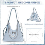 PALAY Tote Bag for Women featuring Convertible Backpack Design with PU Material and Blue Chain Charm
