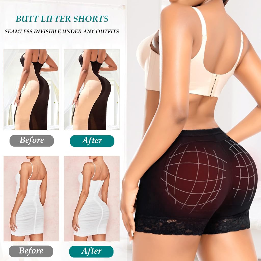 PALAY Womens Padded Underwear for 28‑30 in Waist with High Waist Hip Pad Enhancer | 3PCS Black