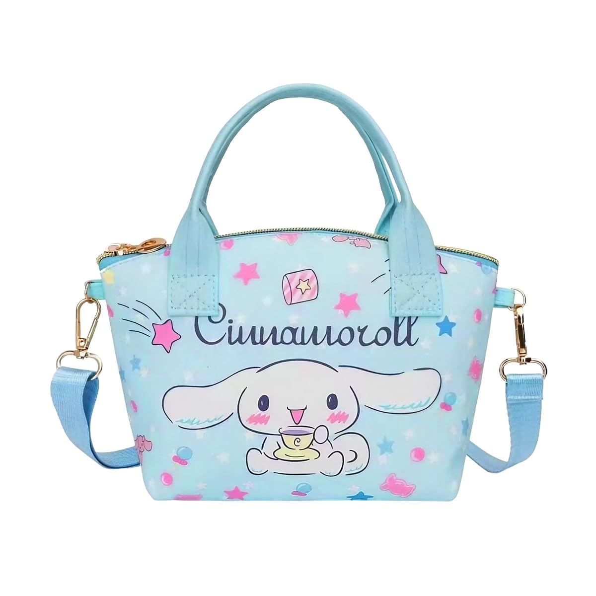 PALAY® Cinnamoroll Hand Bag for Girls Kawaii Cinnamoroll Shoulder Bag Mini PU Tote Bag with Removable Shoulder Strap Crossbody Bag Christmas Gift for Girls Birdthday Gift