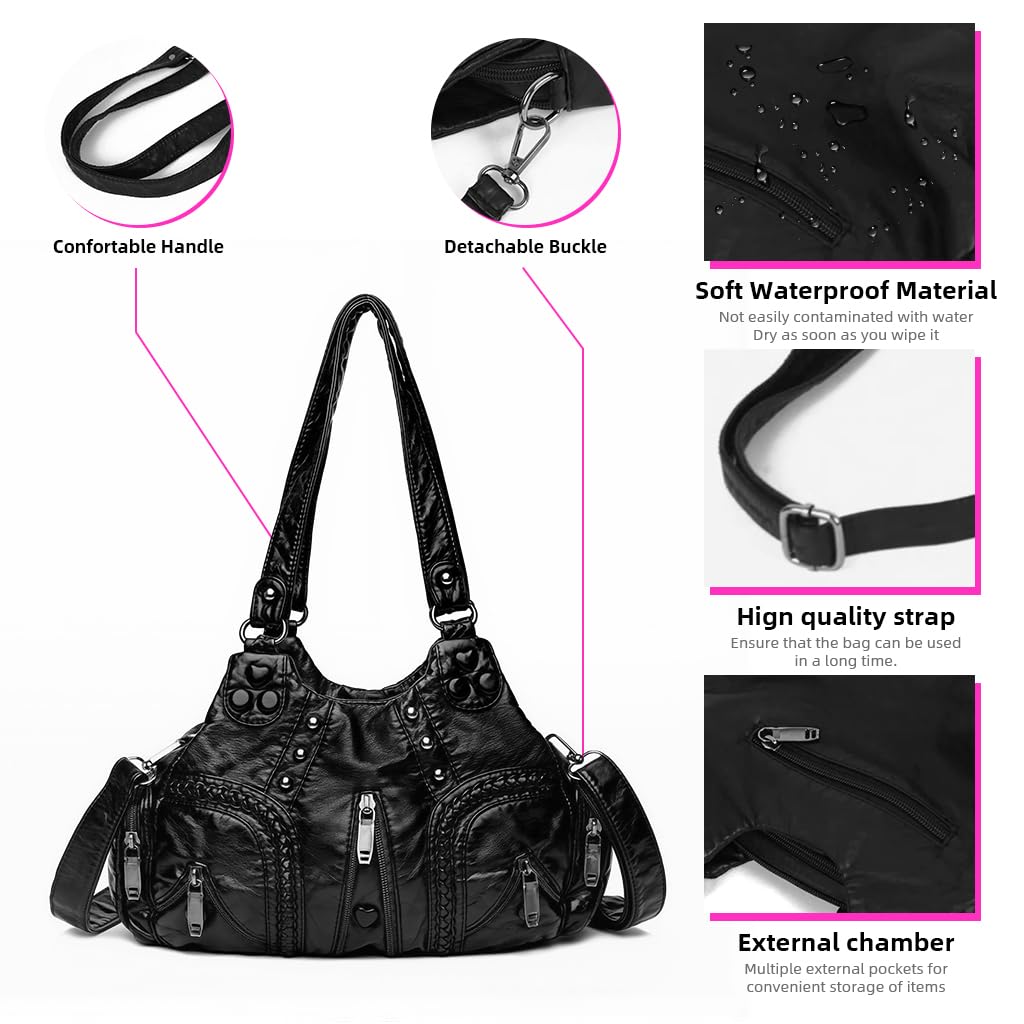 PALAY Hobo Purses for Women featuring Rivet Embellishments and 30x12x22cm Spacious Interior