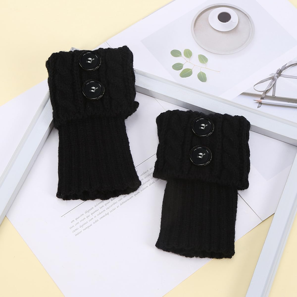 PALAY Winter Leg Warmers for Women featuring Crochet Knitted Acrylic Design | 1 Pair Black