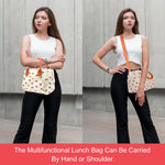 PALAY Lunch Bag for Office and School with 11.4x6.7x9 in Capacity Featuring Insulated Corduroy Design for Women Girls