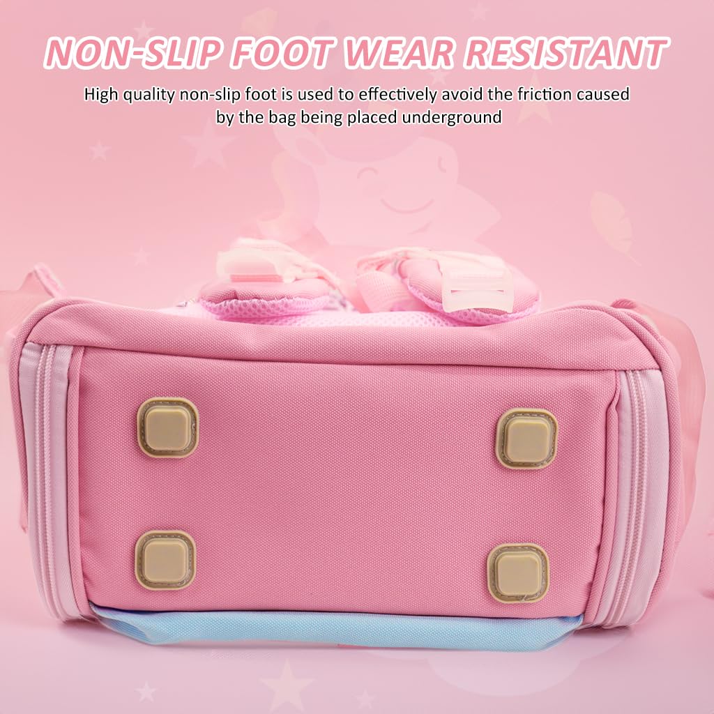 PALAY Unicorn Cartoon School Backpack for Girls with 27x17x39cm Dual Zipper Design | Ergonomic Burden‑Relief Pink Bag