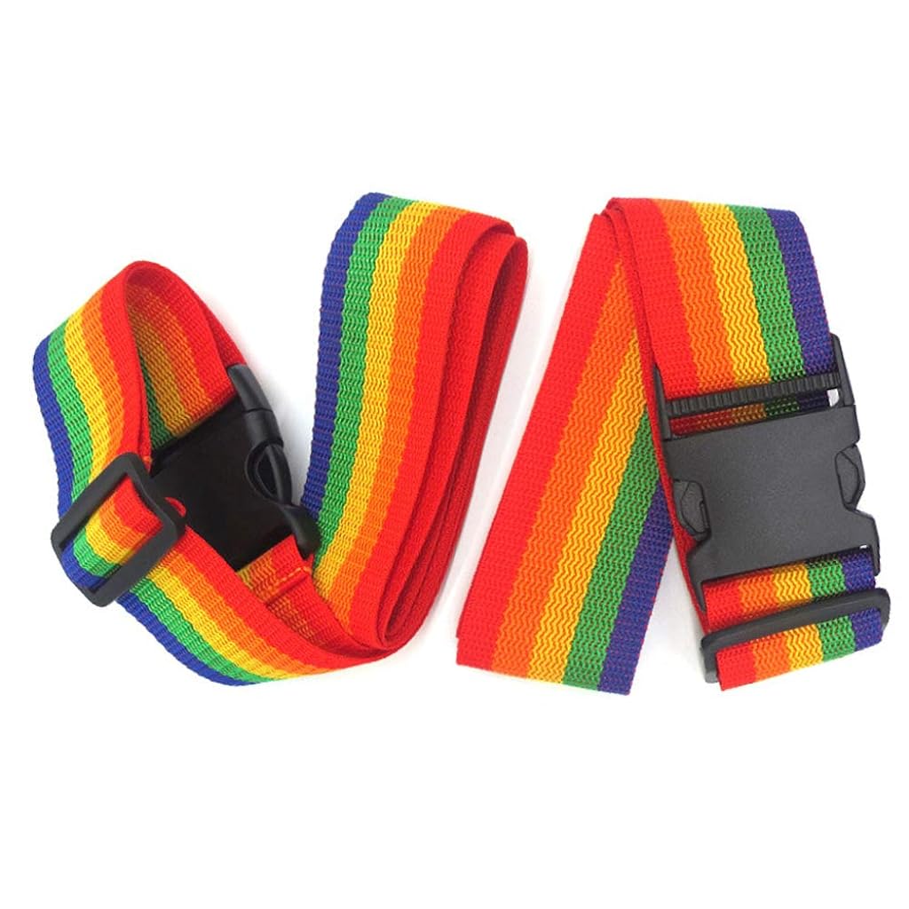 PALAY® Rainbow 2 Pack Heavy Duty TSA Approved Non-Slip Adjustable Suitcase, Travel Luggage Bag Straps Belts with Quick-Release Buckle Accessories