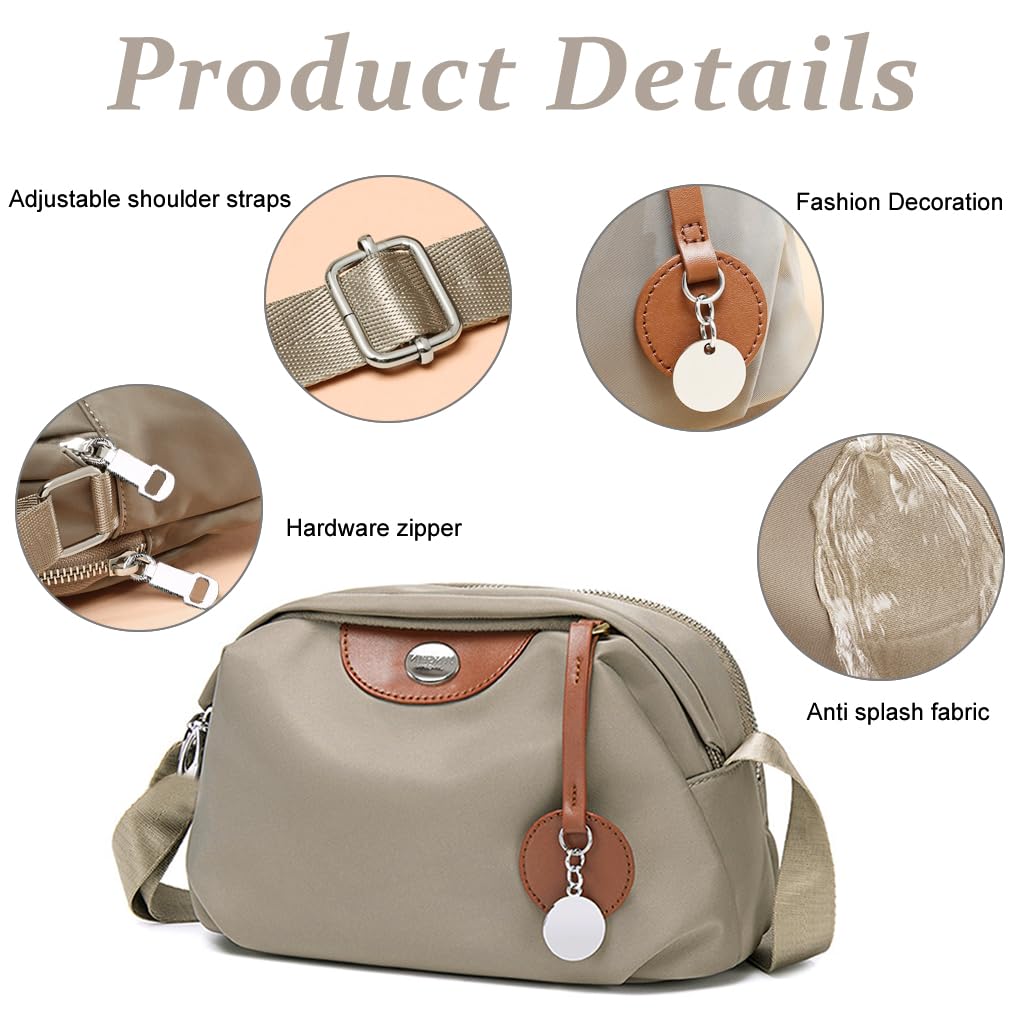 PALAY Crossbody Bag for Daily Use with Double Layer Zipper and Waterproof Nylon Material
