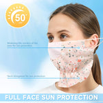 PALAY Face Mask for Women with UPF 50 Plus Sun Protection and Adjustable Ear Loops | Breathable Reusable Floral Cover in Pink