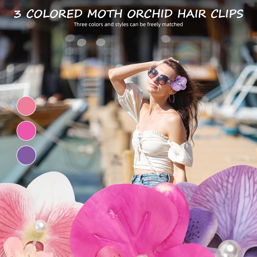 PALAY® 3Pcs Girls Barrettes Hair Clips Women Hair Clips Color Moth Orchid Barrettes for Girls Hair Clip Hair Accessories French Hair Clips Girls Fashion Floral Hair