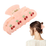 PALAY Hair Claw Clips for Women featuring Cherry Rhinestone Charms with Acrylic Jaw | Elegant Everyday Hair Accessory