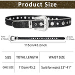PALAY Waist Belt for Women featuring Sparkling Rhinestones and 44 in Adjustable Eyelets | Black Leather Style