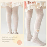 PALAY Cotton Stockings for Girls featuring Heart Jacquard Footed Design 2Pcs 80–95 cm White