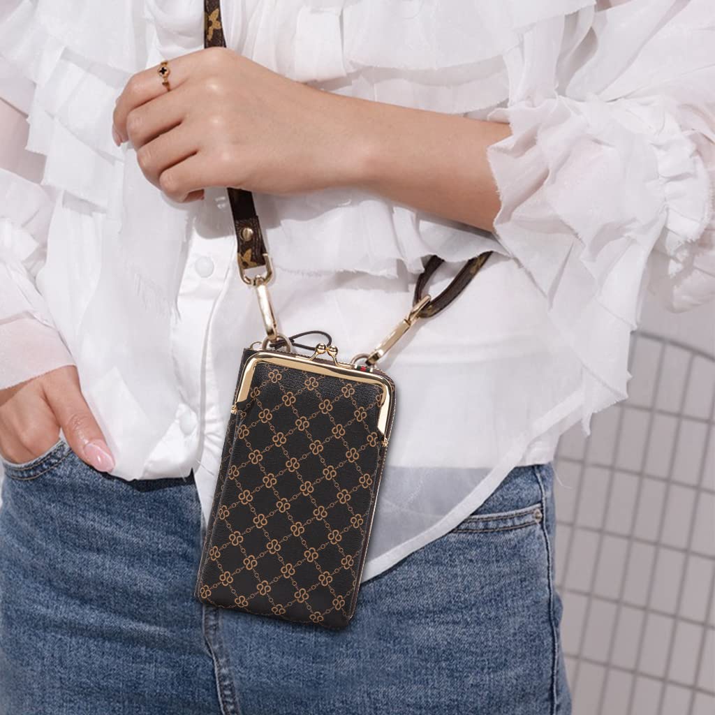 PALAY Crossbody Phone Bag for Women with 7in Size and Adjustable Detachable Strap | Brown PU Leather Wallet Purse