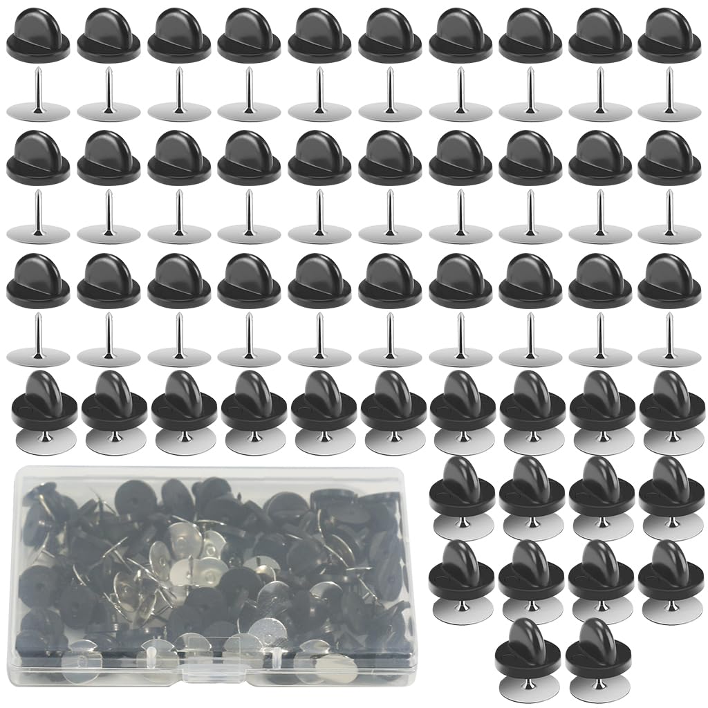 PALAY® 50 Pairs Rubber Blank Pin Backs Butterfly Clutch Backings Holder Tie Tacks Keepers Replacement with 9mm Length 10mm Width Lapel Enamel Pins for Craft Making DIY