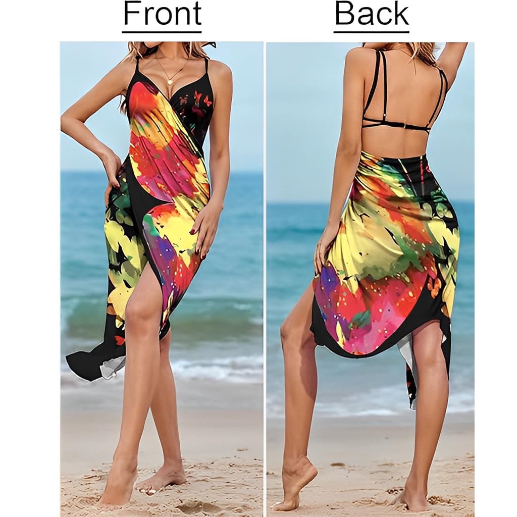 PALAY Beach Wear Dress for Women featuring Adjustable Straps and Butterfly Print | Lightweight Cover Up for Vacations