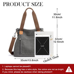 PALAY Handbag for Women featuring Detachable Strap and 35×12×32 cm Large Capacity Grey Canvas | Ideal for School and Work