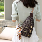 PALAY PU Chest Bag for Women featuring Multi Compartment Zip Up Design and Vintage Print | Travel and Casual Crossbody Sling 2 PCS