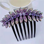 PALAY® Purple Leaf Hair Clips for Women Flower Hair Comb Pins Slide Hair Clips for Girls Crystal Barrettes Bridal Charm Hair Accessories(Purple)