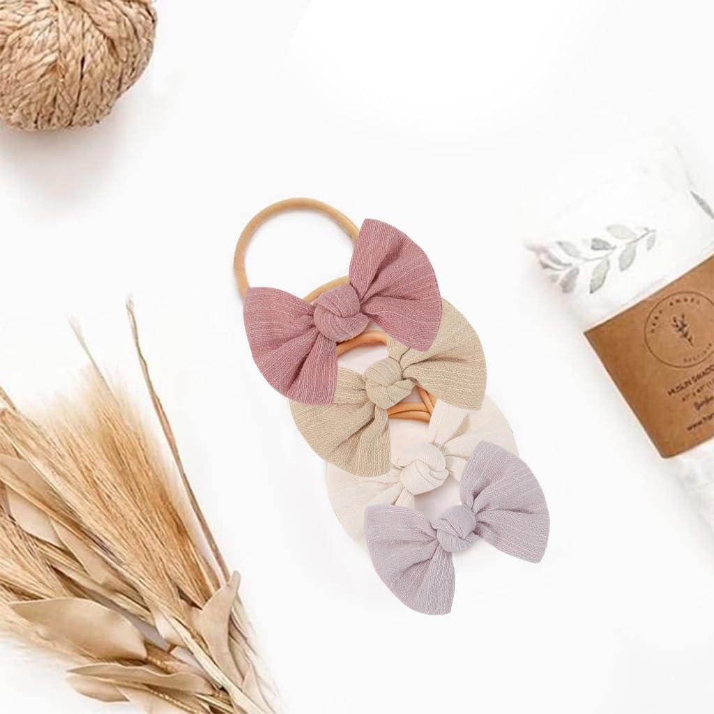PALAY Bow Headband Set for Baby Girls featuring Soft Elastic Bands | 8PCS Multicolor Gift