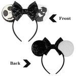 PALAY® Mic-Ky Mouse Hairband for Girls, Spooky Skull Ghost Halloween for Girls Halloween Sequin Bow Headband Costume Accessories Cute Ears Hair Accessories for Girls Women Party Festivals Hairband