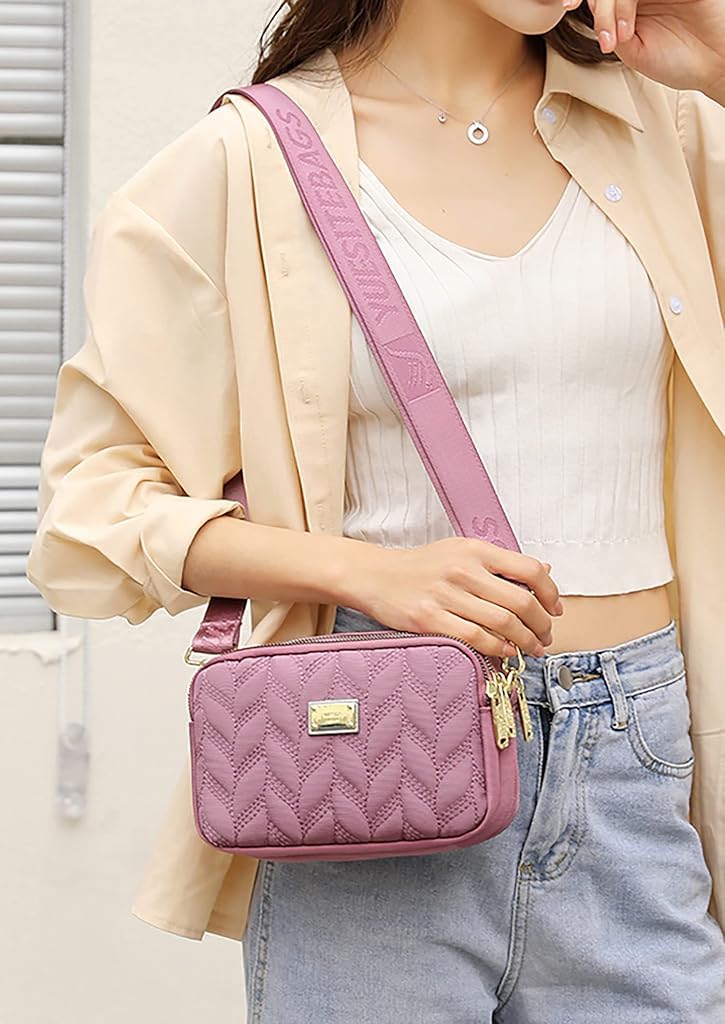 PALAY Phone Sling Bag for Women with Triple Layer Zip-up Design 20x8x13cm Nylon Crossbody