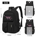 PALAY® Blackpink Bags For Girls School Backpack Blackpink KPOP Theme Prints With USB Charging and Headset Port Backpack for Student College School Bag for Girls Boys