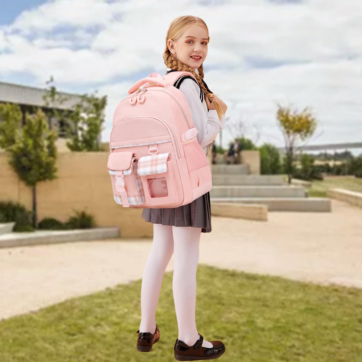PALAY® School Backpack For Girls, Stellalou Cartoon School Backpack Lightweight Girls Backpack For School, Travel, Camping, Burden-Relief School Backpack For Kids 6-10 Years Old, Pink