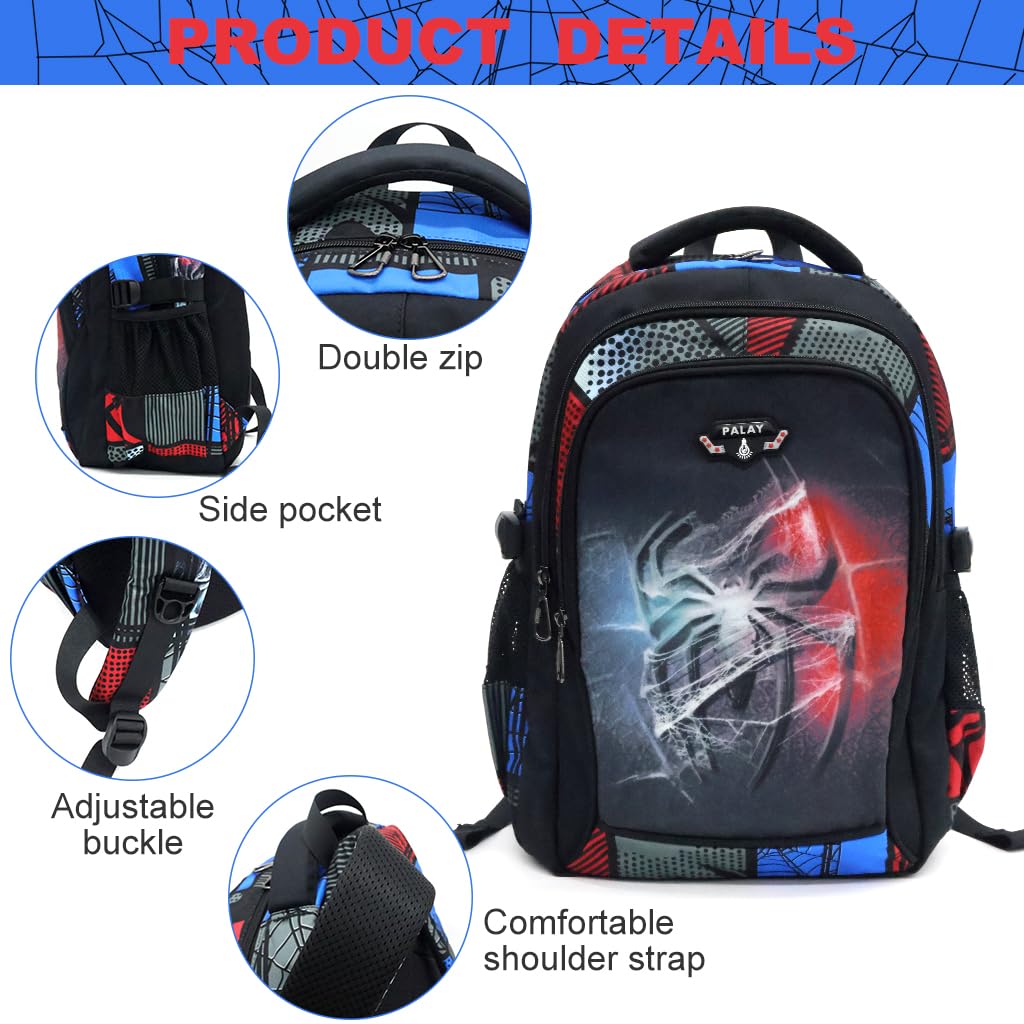 PALAY School Backpack with 3 Zipper Compartments and Waterproof Oxford Cloth for Boys 7–12 | Lightweight Ergonomic Bag for School and Outdoor Activities