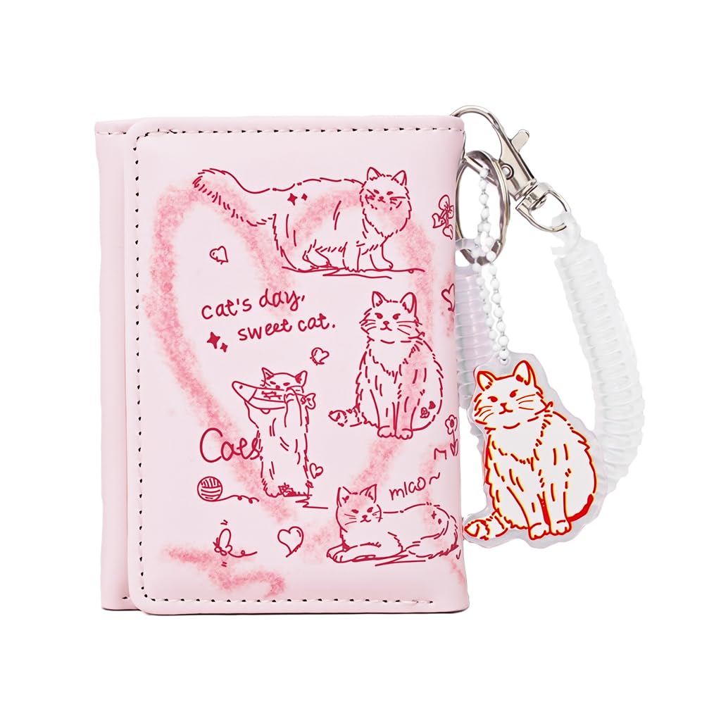 PALAY Women Wallet for Daily Use with 6 Card Slots and Snap Closure | Pink PU Purse