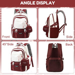 PALAY Girls Backpack for School and Travel with Multi Compartments and Small Zipper Pouch featuring Red Nylon Design | Comfortable Padded Straps