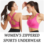 PALAY® Sports Bra Women Zip-up Sports Bra for High-impact Activities One Piece Breast Pads Adjustable Sports Bra Fashion RacerbackSports Bra for Running, Cycling, Aerobics, Boxing, XL, Pink