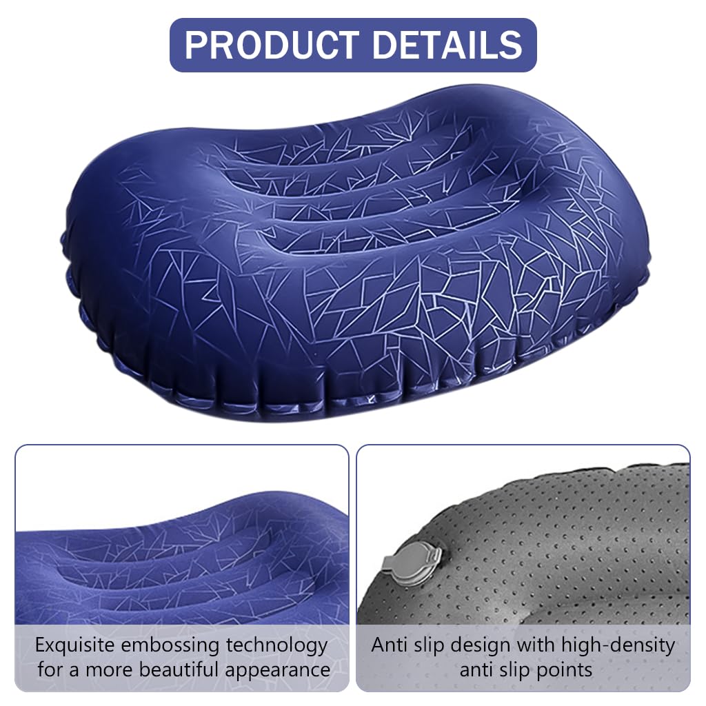 PALAY Inflatable Camping Pillow for Travel and Hiking featuring Easy Inflation & TPU Comfort | 40x31cm Ultralight Design