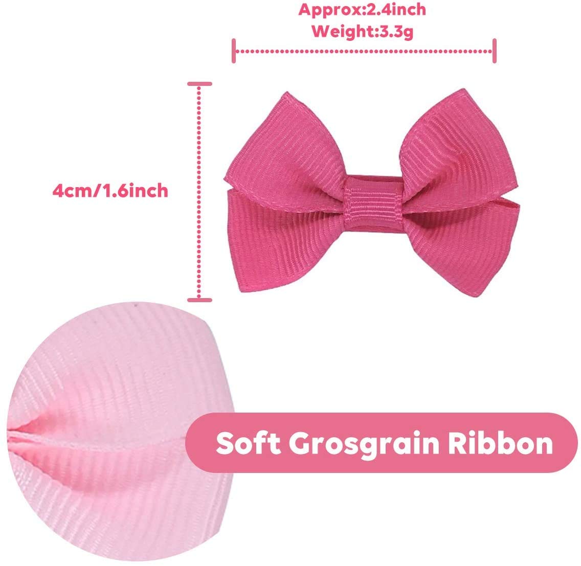 Palay Hair Bows for Baby Girls with 2.4 in Alligator Clips, 20 Pcs Grosgrain Ribbon Set