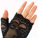 PALAY® Lace Gloves for Women, Black Fingerless Floral Bridal Gloves for Dancing Masquerade Wedding Party - 1 Pairs